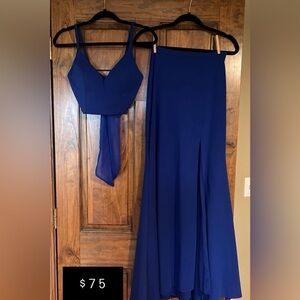 Elegant Blue Two-Piece Dress Set